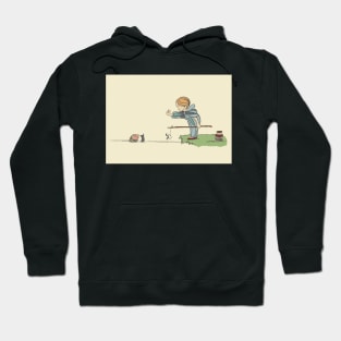 Vintage boy fishing by a lake Hoodie